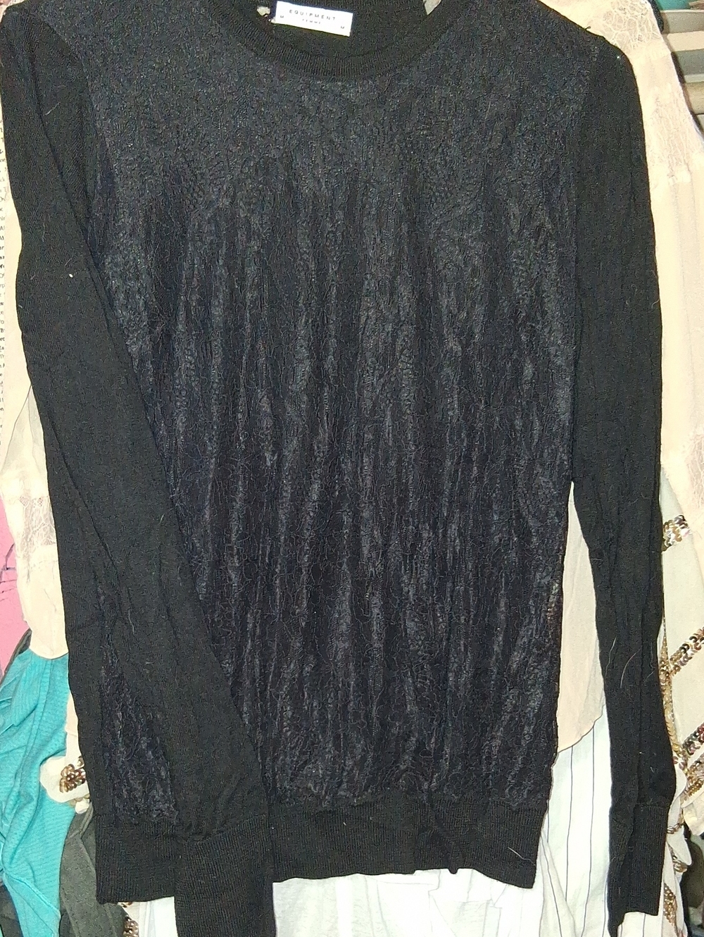 Equipment Black Long-Sleeve Crewneck Shirt